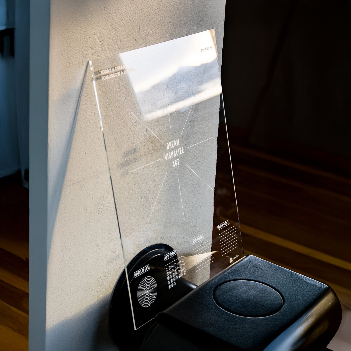 Inspobox™ Vision Board On Acrylic Glass | white 500x370 mm (without stickers) + Glass marker