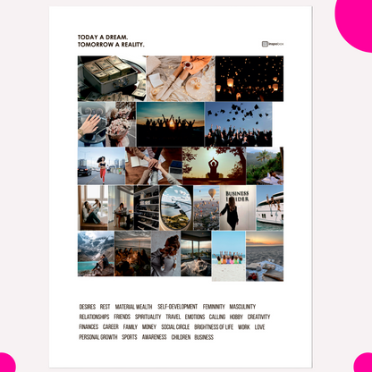 Ready-made set:  Inspobox™ Vision Board On Acrylic Glass | 500x370 mm (black) + 5 sets of stickers (116 stickers) + Glass marker
