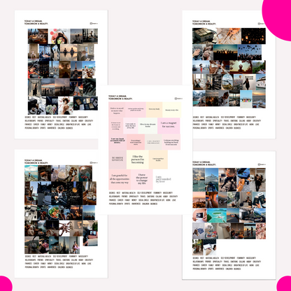 Ready-made set:  Inspobox™ Vision Board On Acrylic Glass | 500x370 mm (black) + 5 sets of stickers (116 stickers) + Glass marker