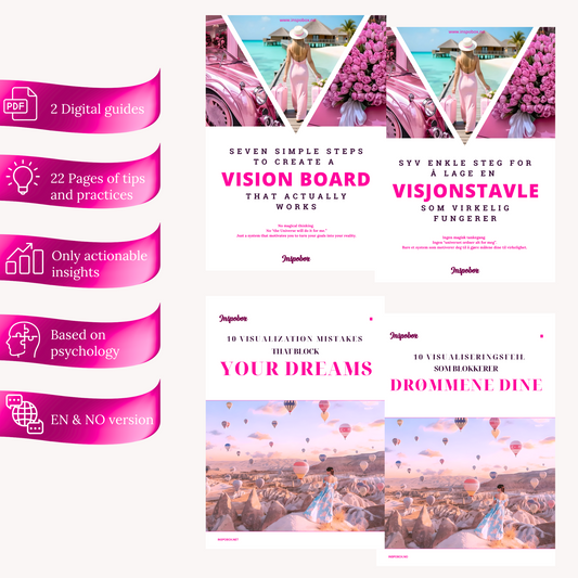 PDF-Guides: "Seven simple steps to create Vision Board that ACTUALLY works" + "10 visualization mistakes that block dreams""