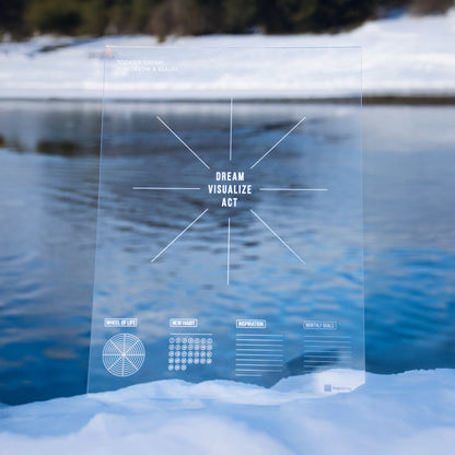 Ready-made set:  Inspobox™ Vision Board On Acrylic Glass | 500x370 mm (white) + 5 sets of stickers (116 stickers) + Glass marker